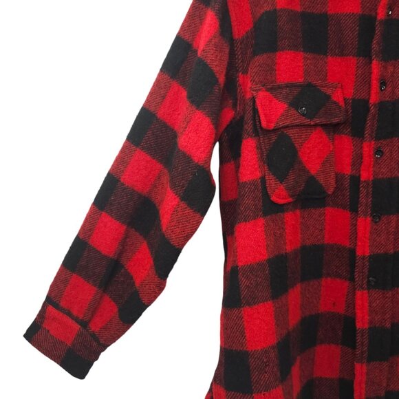 Towncraft Buffalo Plaid Shacket READ Shirt Jacket Mens L Vintage 80s Wool Blend - Picture 14 of 16